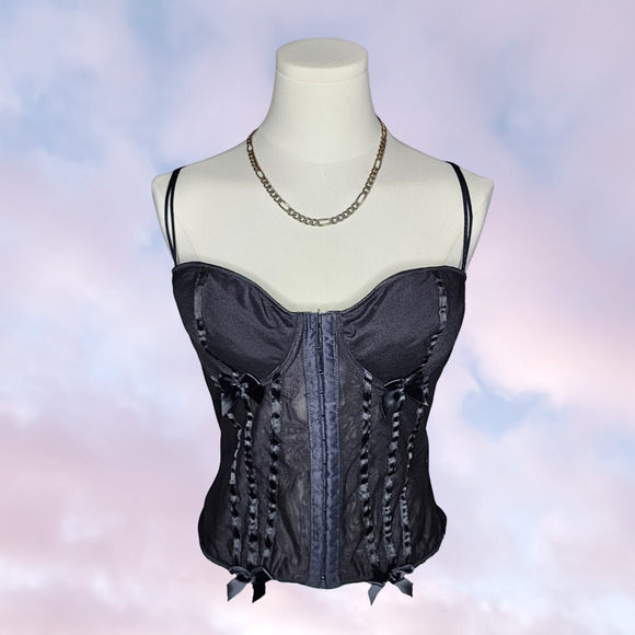 Frederick's of Hollywood Other - Vtg 90s Frederick's Hollywood Black Corset Bustier Lingerie Sheer Padded Top 38